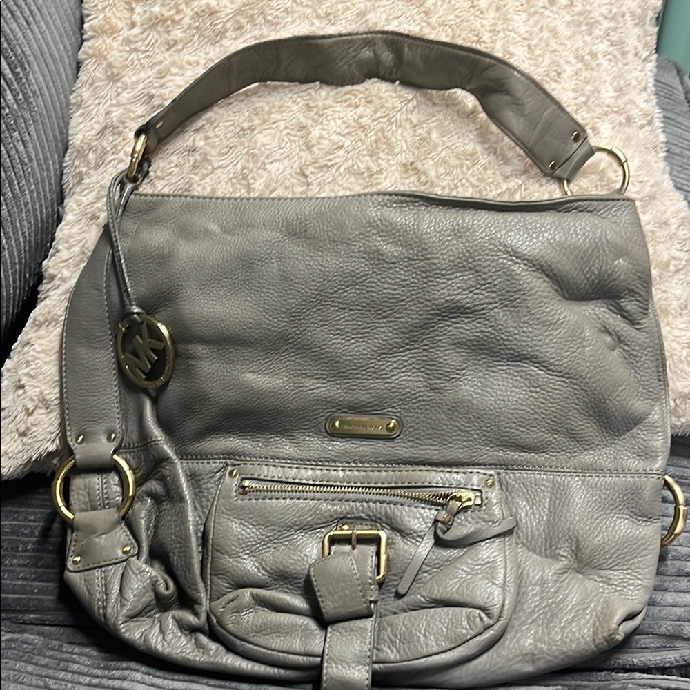 Michael Kors Gray Leather Shoulder Bag